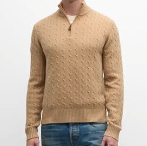 Men's Neiman Marcus Half Zip- Camel